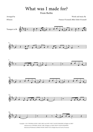 What Was I Made For? (arr. BTmusic)