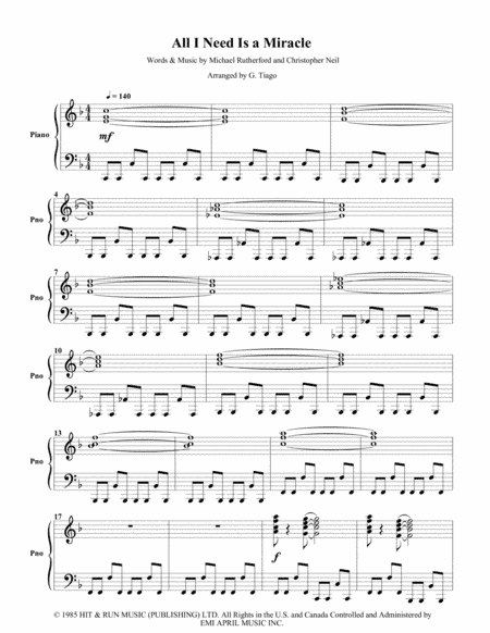 All I Need Is A Miracle (arr. G. Tiago)
