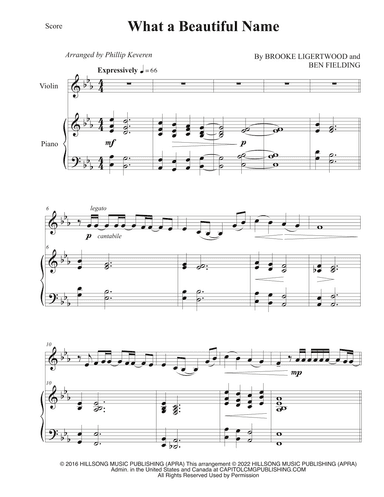 What A Beautiful Name (arr. Phillip Keveren)