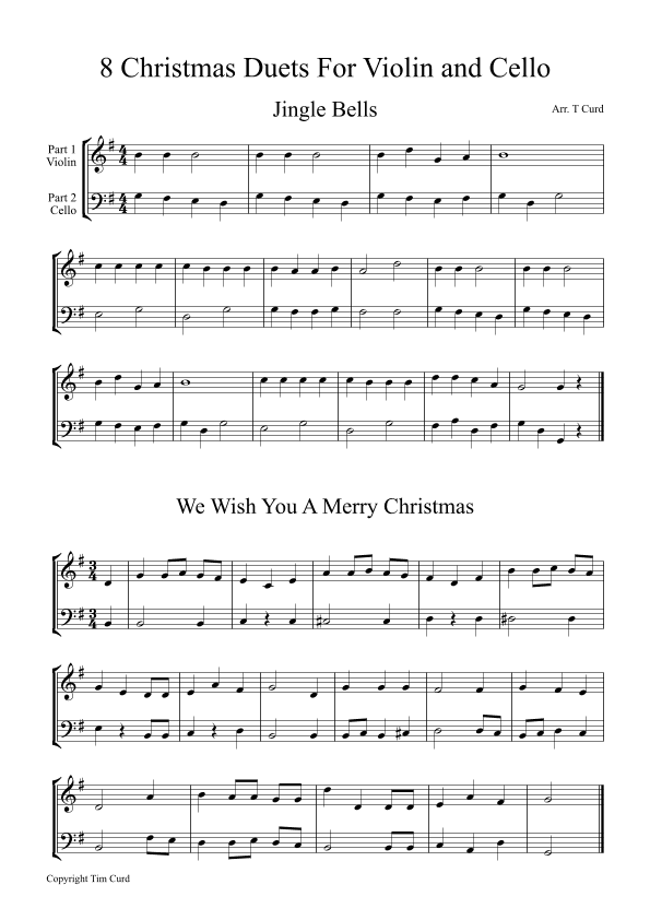 8 Christmas Duets for Violin and Cello (arr. Tim Curd)