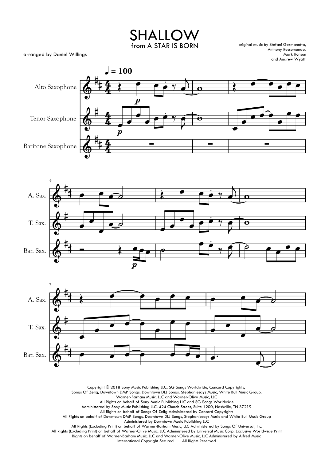 Shallow (arr. Daniel Willings)