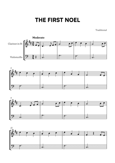 Traditional - The First Noel (for Clarinet and Cello) (arr. Cadenza Editions)