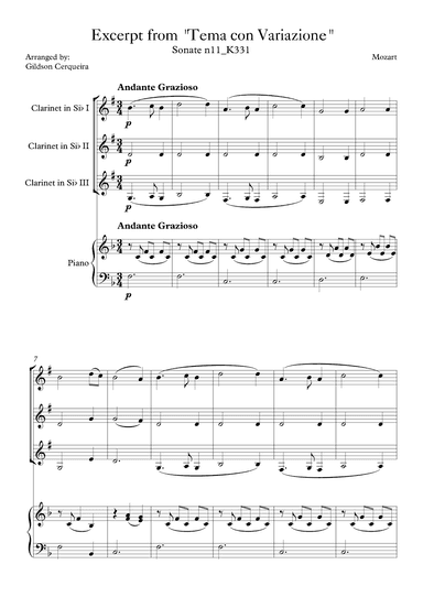 Excerpt from sonate k331 - "Tema con Variazione" (arr. Gildson Cerqueira)