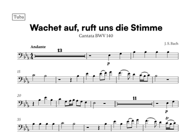 Wachet auf, ruft uns die Stimme (for Tuba) (arr. Cadenza Editions)