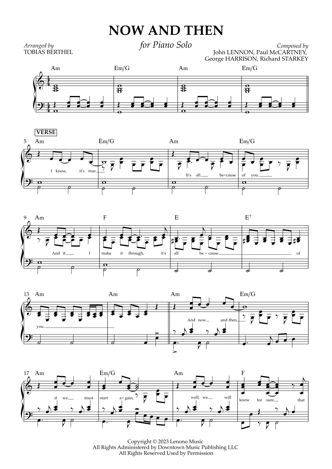Now And Then (arr. Tobias Berthel)