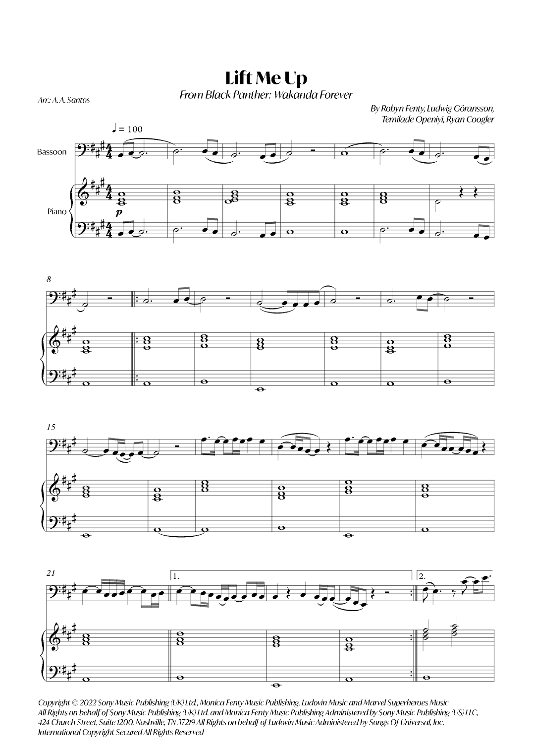 Lift Me Up (arr. André Alberto Santos)