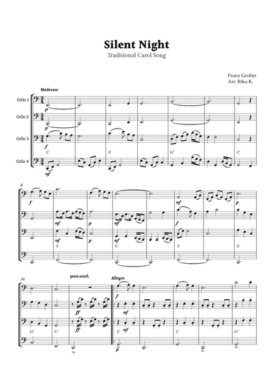 Silent Night for Cello Quartet (arr. Rika K.)