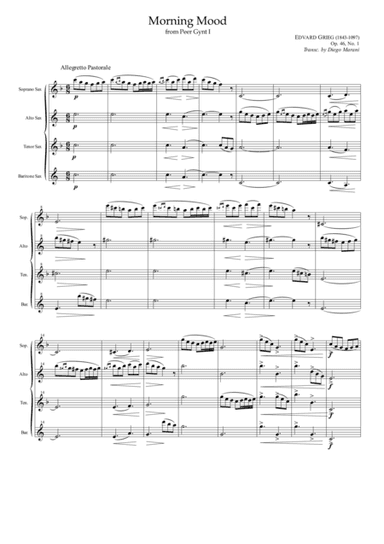 Peer Gynt Suite for Saxophone Quartet (SATB) (arr. Diego Marani)
