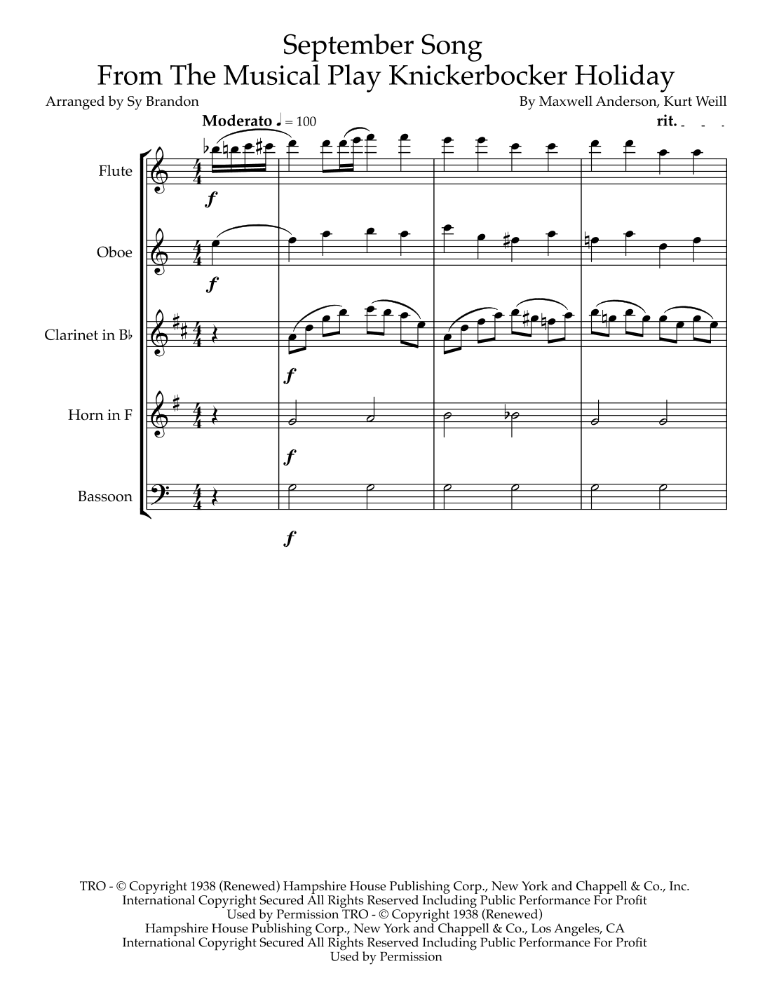 September Song (arr. Sy Brandon)
