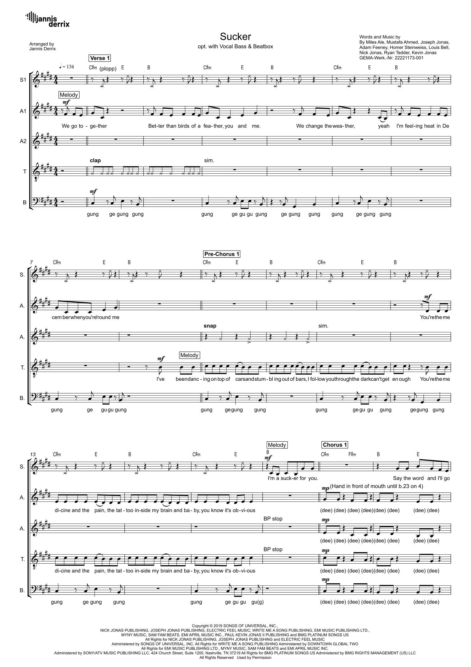 Sucker (arr. Jannis Derrix)