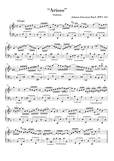 Bach - Arioso BWV 156 for Piano (intermediate) (arr. Ahiva Editions)