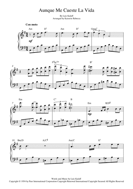 Aunque Me Cueste La Vida (arr. Kaiserin Rebecca)