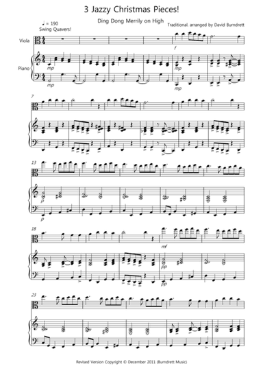 3 Jazzy Christmas Pieces for Viola and Piano (arr. David Burndrett)