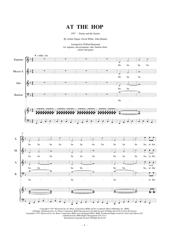 At The Hop (arr. Wilfred Reneman)
