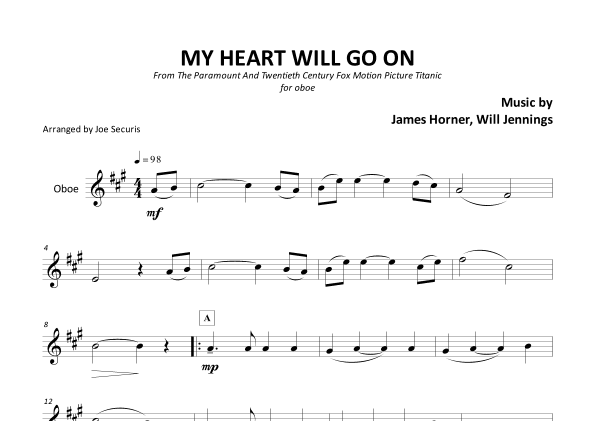 My Heart Will Go On (love Theme From 'titanic') (arr. Joe Securis)