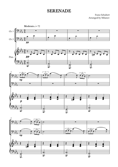 Serenade | Schubert | String bass duet and piano (arr. Milanov)