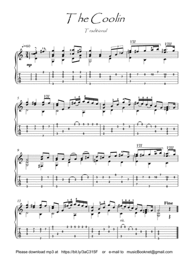 The Coolin guitar fingerstyle (arr. PianoSheetNow)