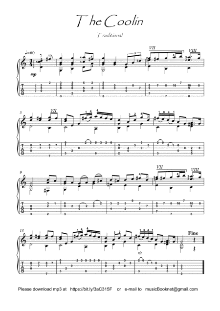 The Coolin guitar fingerstyle (arr. PianoSheetNow)