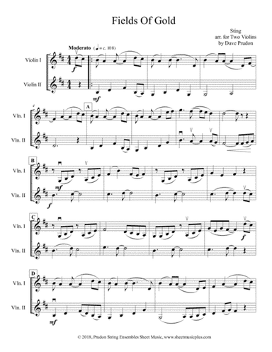 Fields Of Gold (arr. Dave Prudon)