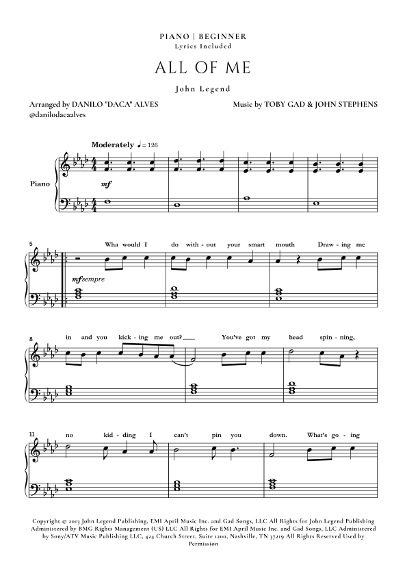 All Of Me (arr. Danilo "Daca" Alves)