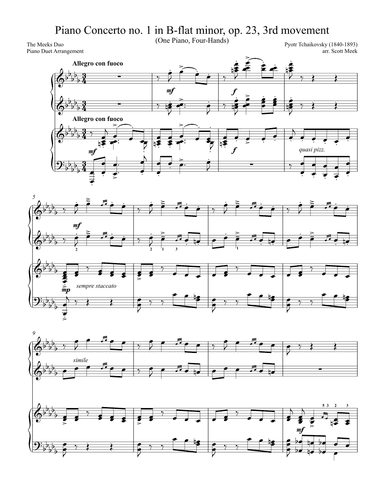 Piano Concerto no. 1, 3rd movement (arr. piano 4-hands) (arr. Scott Meek)
