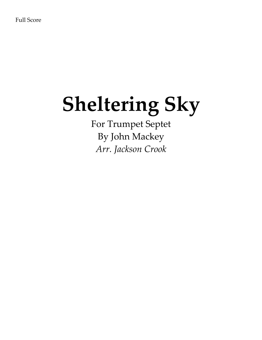 Sheltering Sky (arr. Jackson Crook)