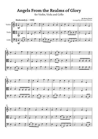 Angels from the Realms of Glory (Violin, Viola and Cello) - Christmas Carol (arr. Henrique Oliveira)