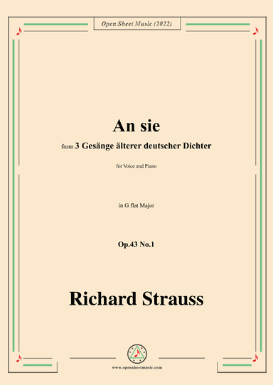 Richard Strauss-An sie,in G flat Major,Op.43 No.1 (arr. OSM Press)