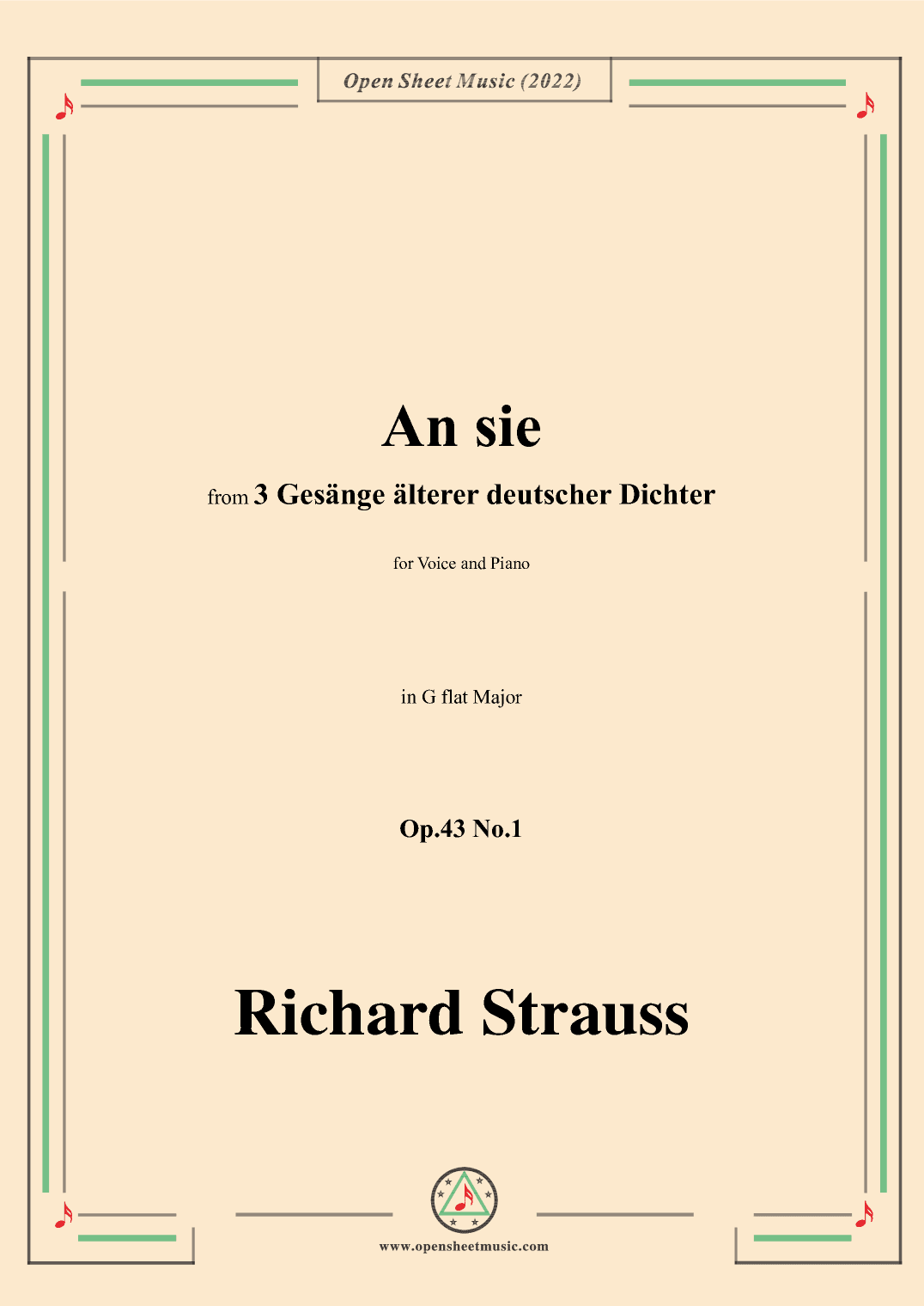 Richard Strauss-An sie,in G flat Major,Op.43 No.1 (arr. OSM Press)