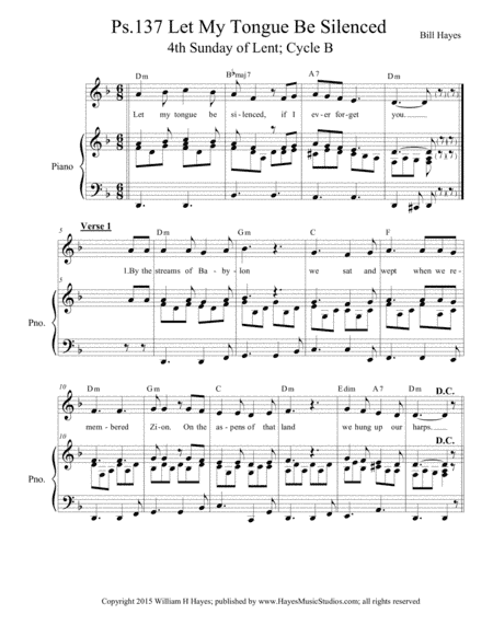Psalm 137:  Let My Tongue Be Silenced (piano/vocal)