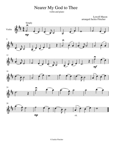 Nearer My God to Thee Violin and Piano (arr. Jackie Fletcher)