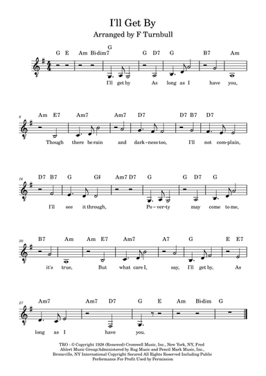 I'll Get By (as Long As I Have You) (arr. F Turnbull)