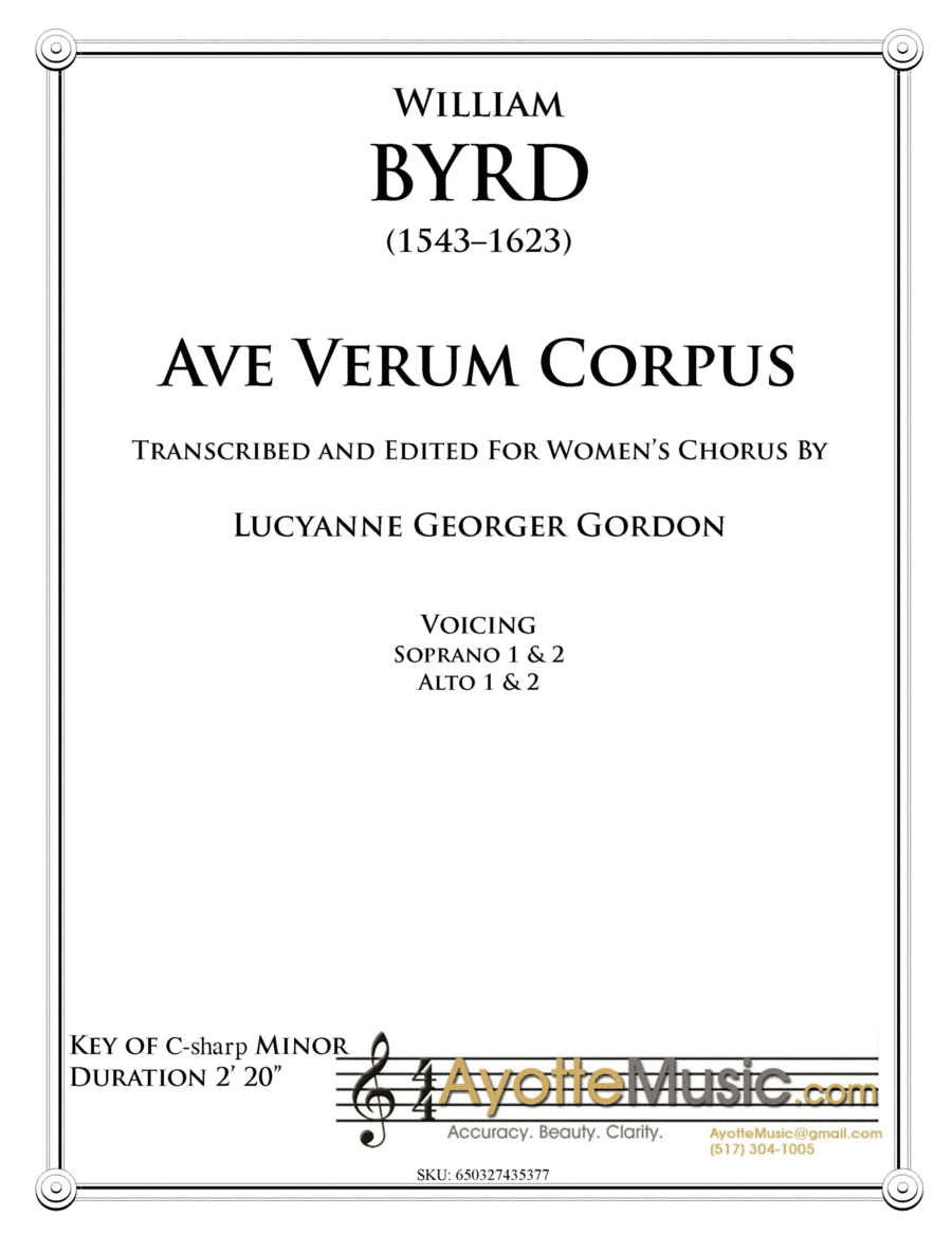Ave Verum Corpus (arr. Lucyanne Georger Gordon)