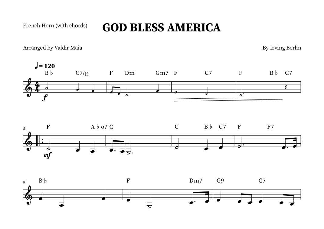 God Bless America ® (arr. Valdir Maia)