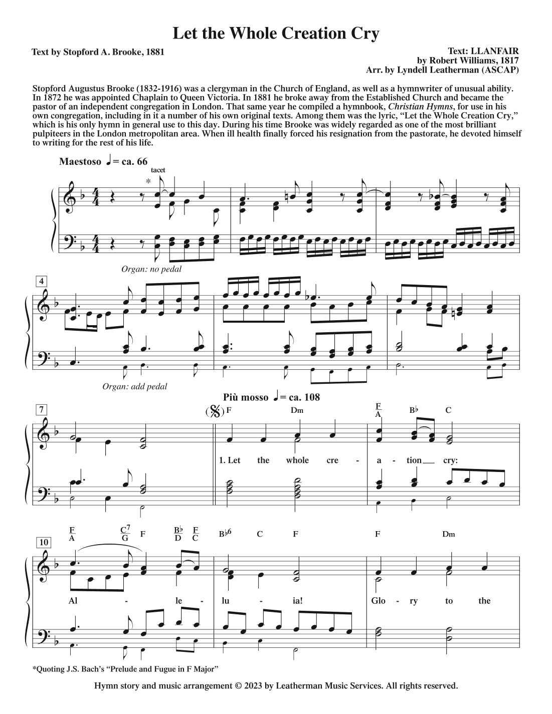 Let the Whole Creation Cry (arr. Lyndell Leatherman)