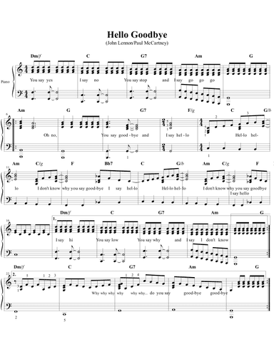Hello, Goodbye (arr. Classic Hits: Authentic Arrangements)