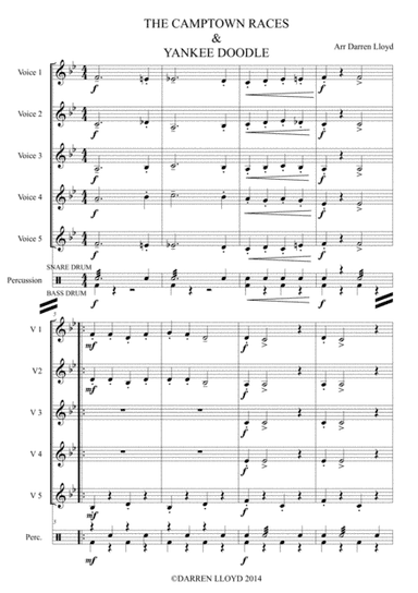 Camptown races & Yankee Doodle Dandy medley for flexible band (brass or wind). (arr. Darren Lloyd)
