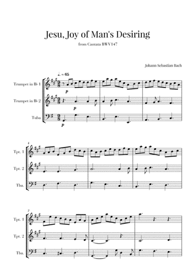Bach - Jesu, Joy of Man's Desiring for 2 Trumpets and Tuba (arr. Cadenza Editions)