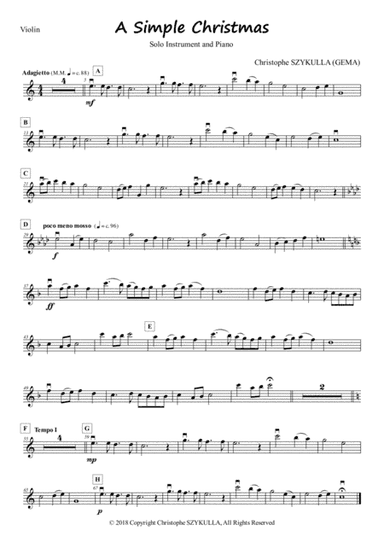 A SIMPLE CHRISTMAS FOR SOLO INSTRUMENT AND PIANO (Violin and Piano)