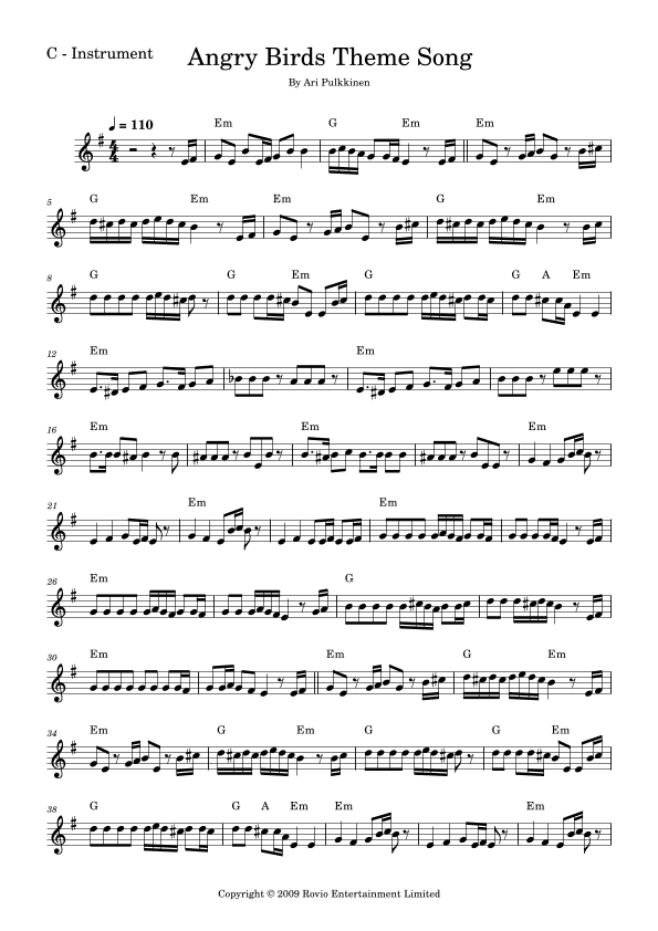 Angry Birds Theme (arr. Fabio Eduardo de Oliveira)