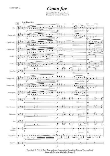 Como Fue - Score Only (arr. Leonardo Mendoza S.)