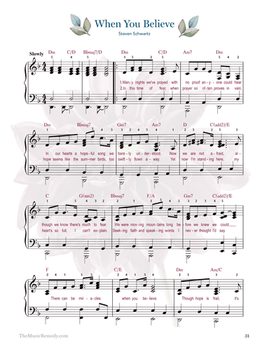 When You Believe (arr. Gaili Schoen for UpperHandsPiano.com)