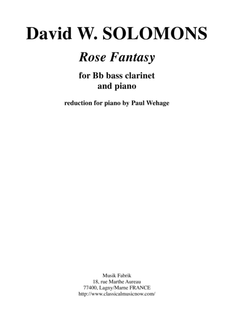David Warin Solomons:  Rose Fantasy for Bb bass clarinet and piano