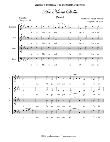 Ave Maris Stella (Canon) (arr. Stephen DeCesare)