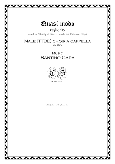 Quasi modo (psalm119) Easter introit for Male (TTBB) choir