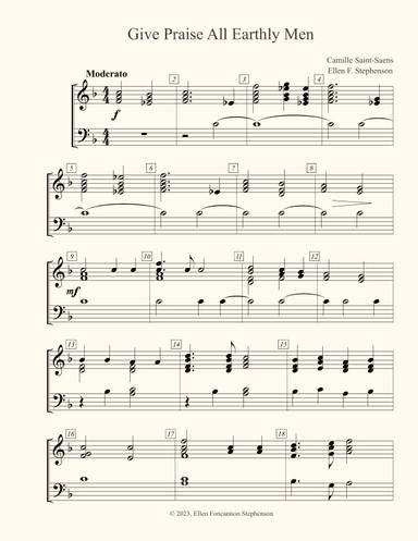 Give Praise All Earthly Men - Score Only (arr. Ellen Foncannon Stephenson)