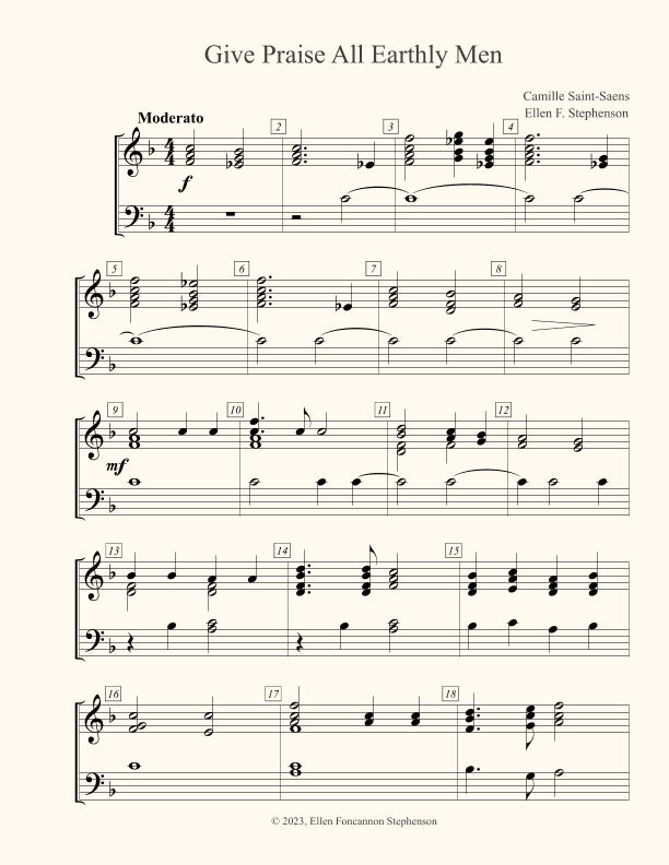Give Praise All Earthly Men - Score Only (arr. Ellen Foncannon Stephenson)