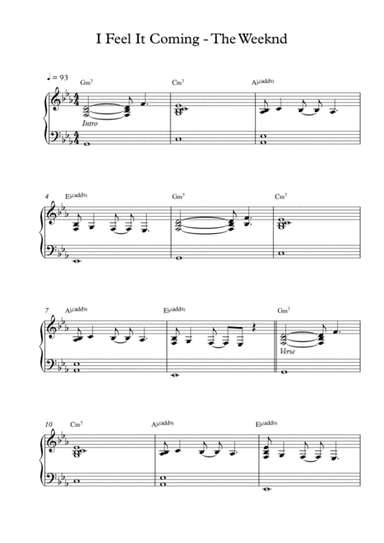 I Feel It Coming (arr. Pineapplechord)