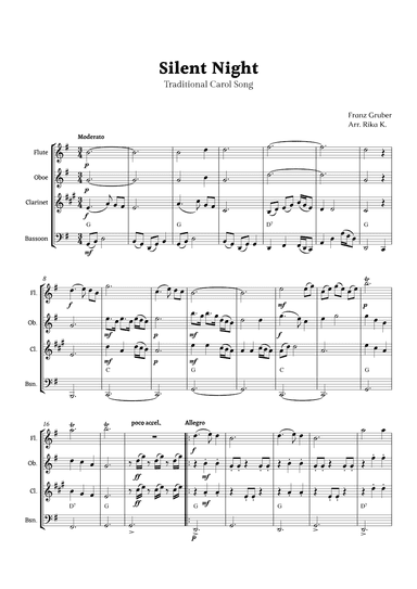 Silent Night for Woodwind Quartet (arr. Rika K.)