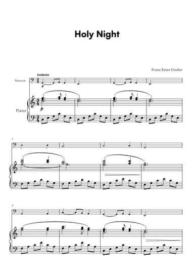 Franz Xaver Gruber - Holy Night (for Bassoon and Piano) (arr. Cadenza Editions)